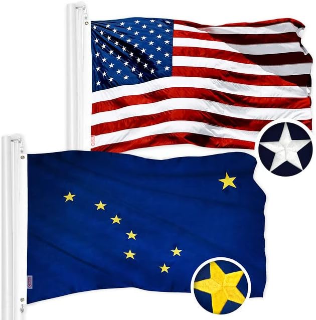 G128 Combo Pack: USA American Flag & Alaska State Flag 3x5 Ft