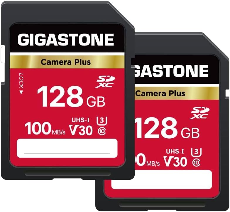 GIGASTONE 128GB SD Card 2-Pack for Full HD Video Recording