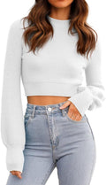 GeGekoko Women's Fall-Ready Cropped Sweater with Classic Crew Neck