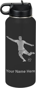 LaserGram Personalized Water Bottle Soccer Player Man - Insulated 32oz