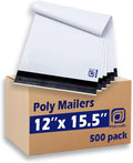 POLYSELLS 500 Pcs 12x15.5 in White Poly Mailers - Durable Value