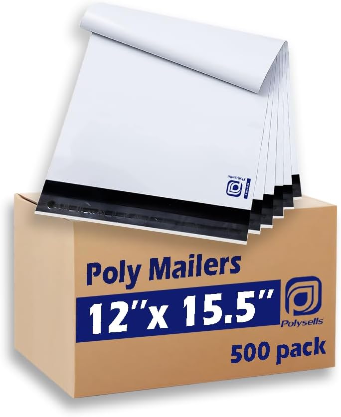 Poly Mailers 500 Pcs 12x15.5 Inch Strong Adhesive Shipping Bags
