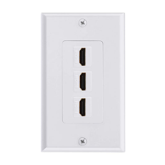 TENINYU 3 Port HDMI Wall Plate: 4K 60Hz, HDR, Ethernet
