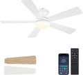 White Ceiling Fans with Lights 46in Flush Mount - Low Profile Modern
