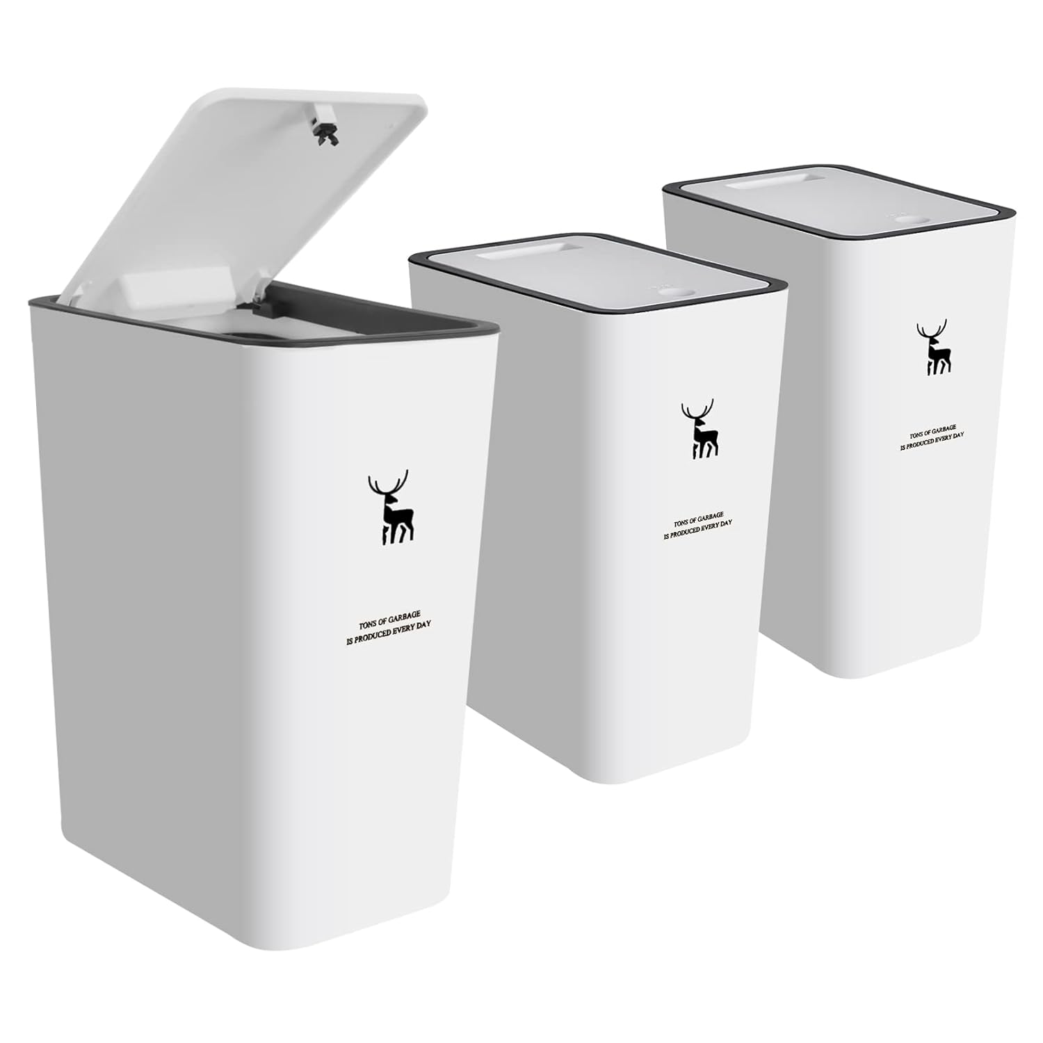 XPIY Trash Can with Lid: 2 Pack 4 Gallons for Home Use