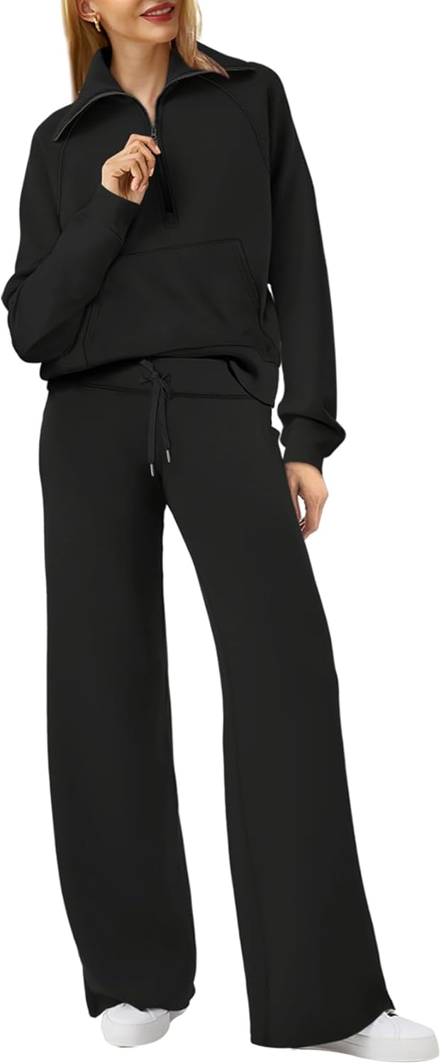 XIEERDUO Lounge Sets For Women: Cozy Half Zip Sweatshirt & Pants