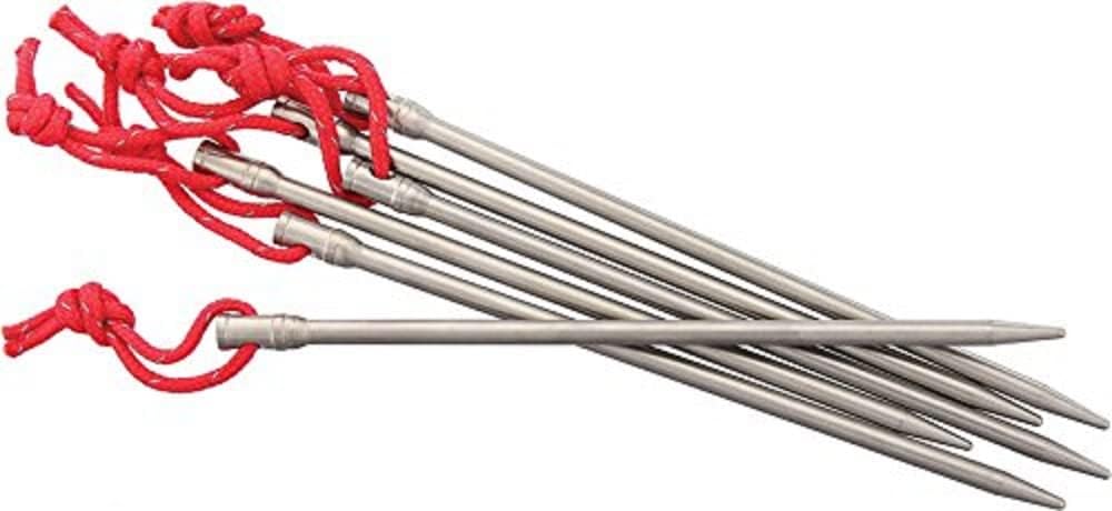 Ultralight Vargo Titanium Nail Pegs | Set of 6 | Durable & Reflective Cord | 0.6 oz