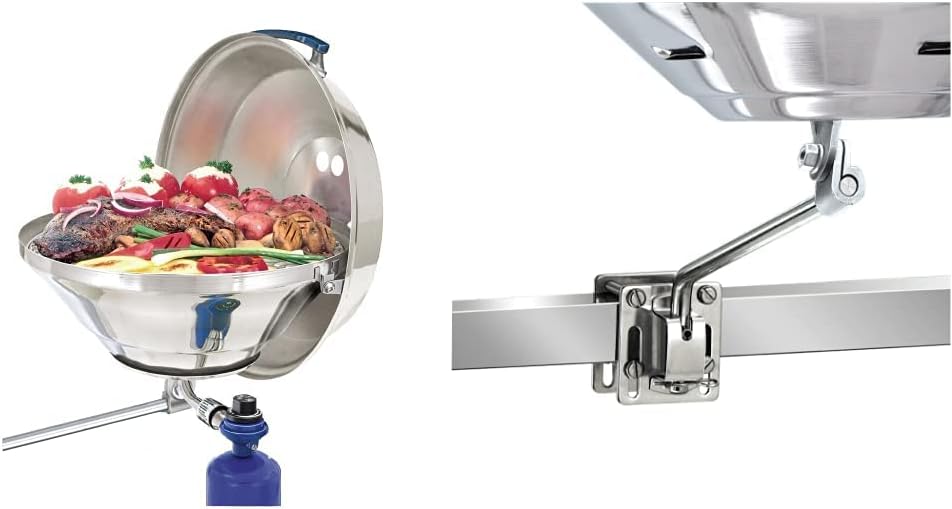 Magma Marine Kettle Gas Grill with Square Rail Mount for Boating