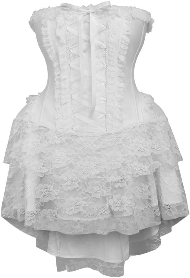 Daisy Corsets Top Drawer Steel Boned Strapless White Lace Corset
