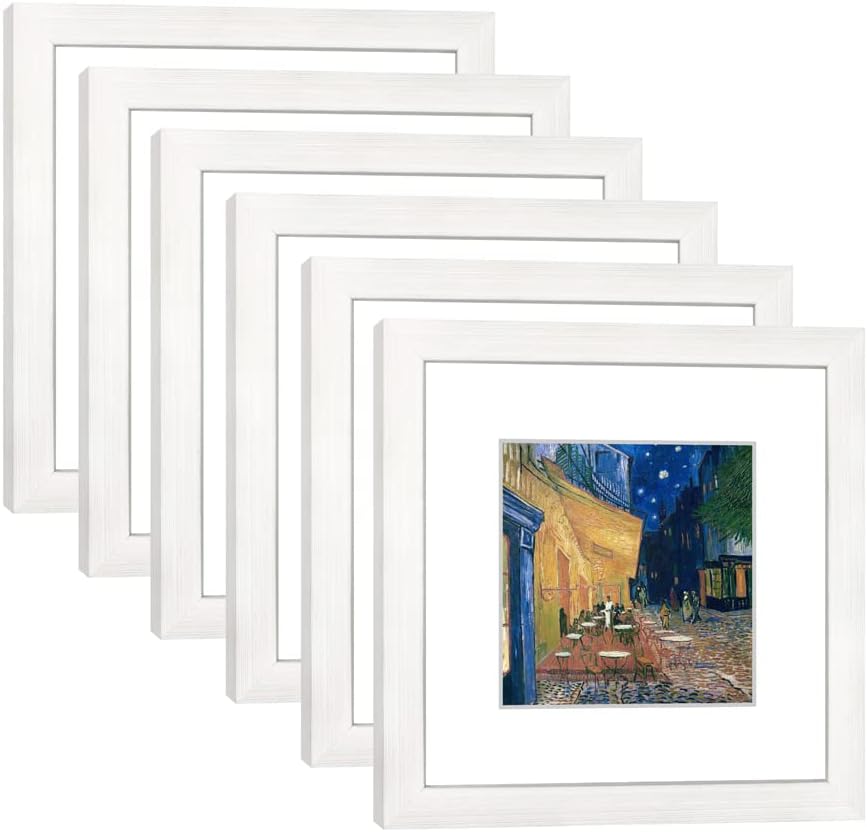 8x8 Picture Frame Set of 6 with Real Glass for Home Decor