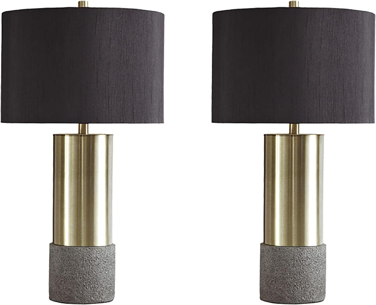 Modern Contemporary Table Lamp Set with Gray & Brass Finish