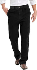 Men's Elastic Waist Jeans with Zipper and Button - Straight Fit