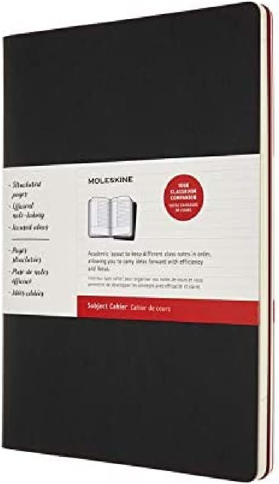 Moleskine A4 Cahier Journals, Academic Layout, Black & Red, 2-Pack