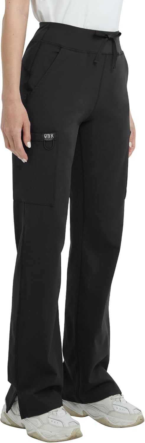 QBK High Rise Yoga Scrub Pants for Women with Cargo Pockets