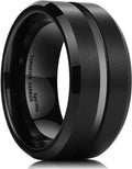 CLASSIC Groove 8mm Tungsten Wedding Band - High Polish Comfort Fit