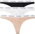Cotton Stretch Thong Panties for Women, 3 Pack - Logo Waistband