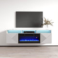Modern Fireplace TV Stand - High Gloss White - Fits TVs up to 70