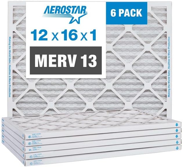 Aerostar 12x16x1 Air Filter MERV 13 for Allergies and Dust