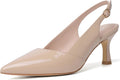 Mostrin Kitten Heels for Women Slingback Pointed Closed Toe Heels nude