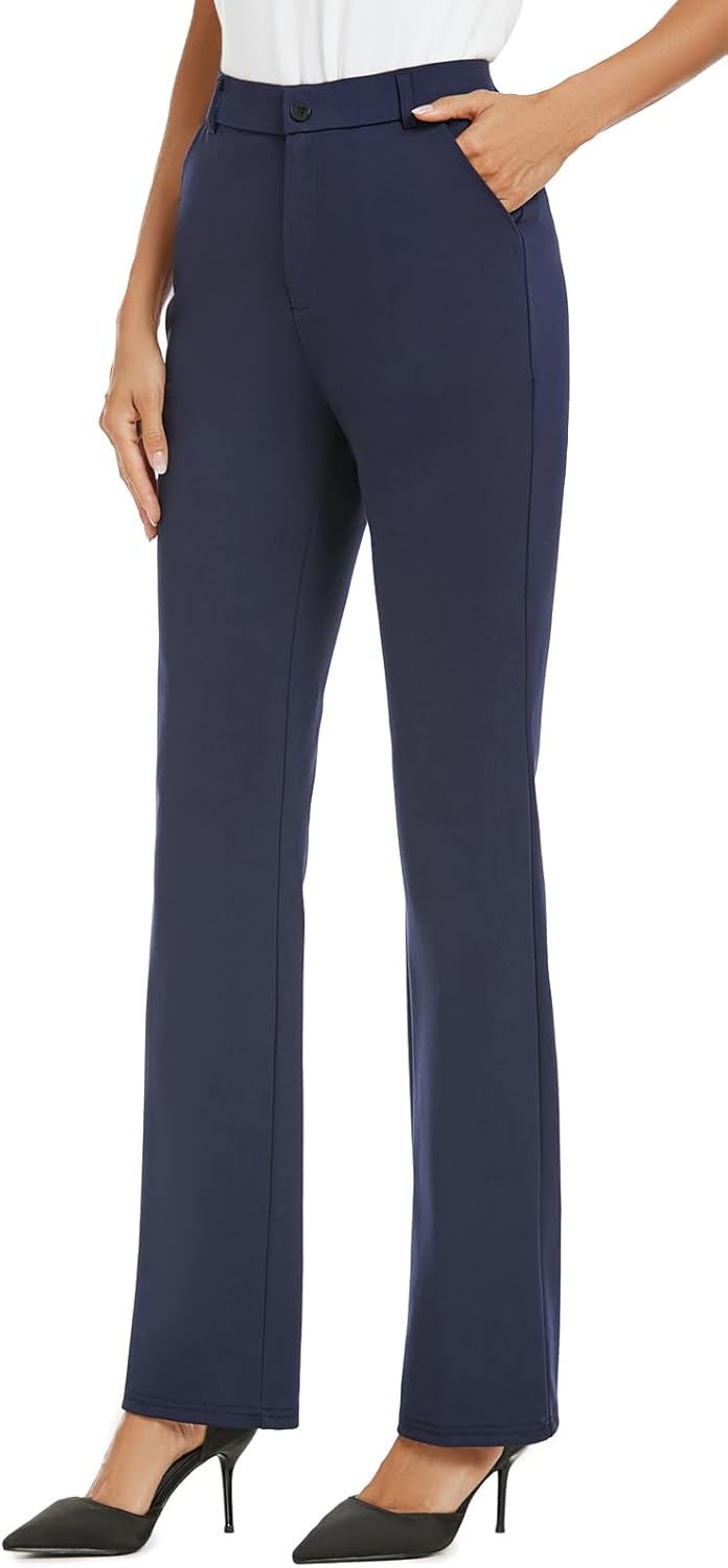 Women's Stretchy Straight Leg Dress Work Pants for Office Style