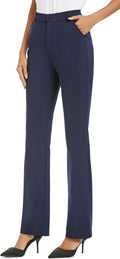Women Stretchy Straight Leg Dress Work Pants with Pockets