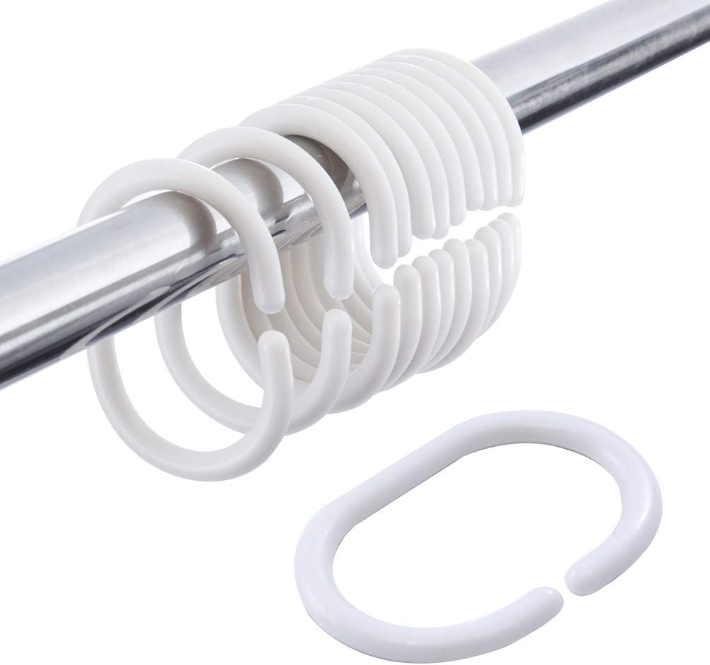 KoberrLi White Shower Curtain Rings - Set of 36