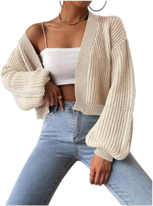 COZYEASE Women's Color Block Crop Cardigan for Fashion Lovers