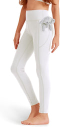 Girls Black Athletic Leggings with Pockets - White Ankle Yoga Pants