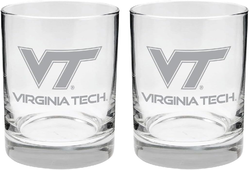 2-Sided Satin Finish Rock Glass Set of 2 for Virginia Tech Fans