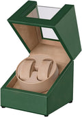 Double Watch Winder Box in Green PU Leather - Quiet USB Powered