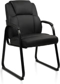 Office Guest Chair Leather Reception Chair with Padded Arms