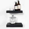 Black Floating Shelves for Wall - Solid Wood Set of 2, Heavy Duty