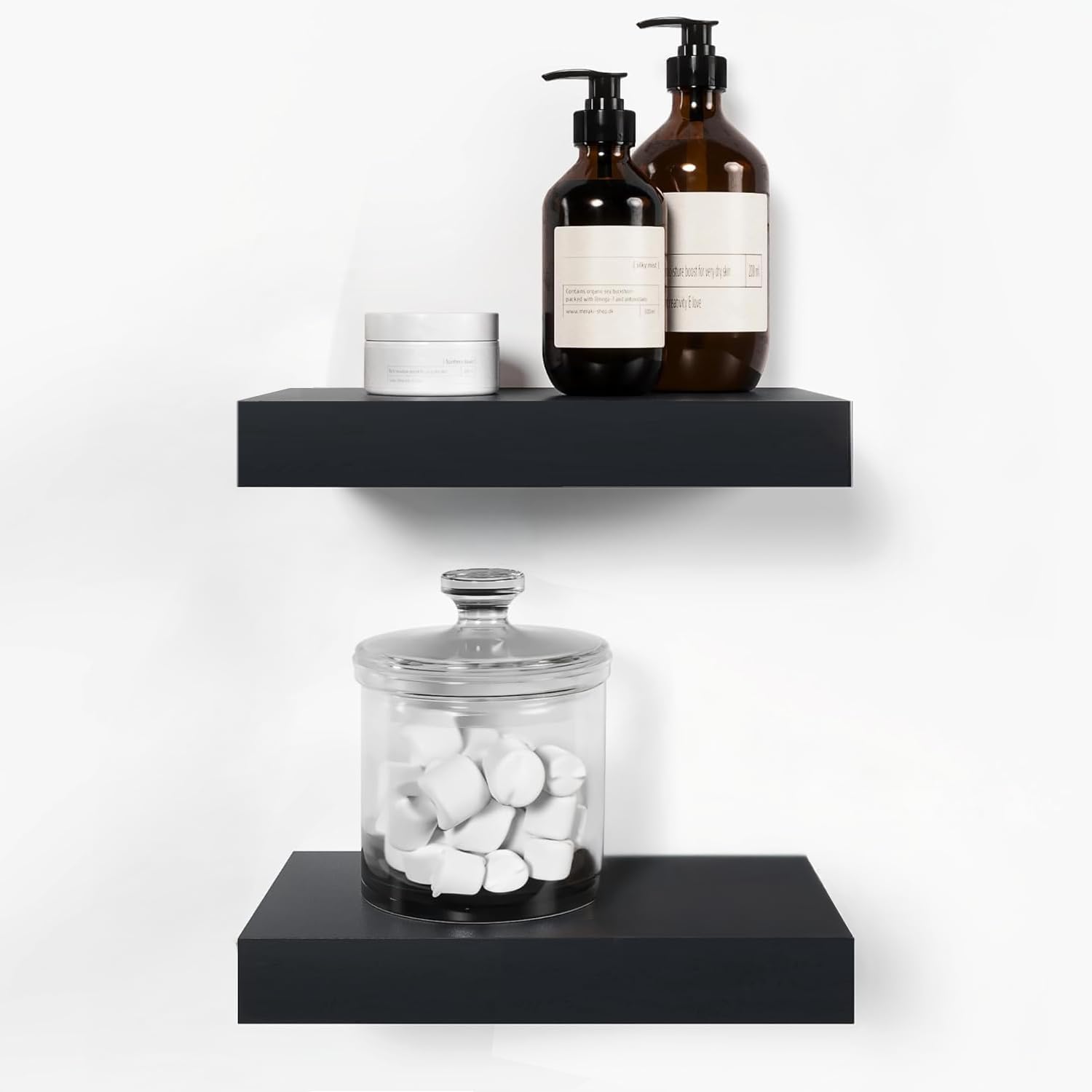 Homeforia Black Floating Shelves for Wall - Premium Solid Wood