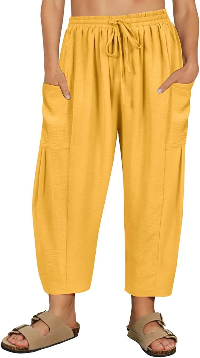 Plus Size Summer Palazzo Harem Pants for Women with Pockets
