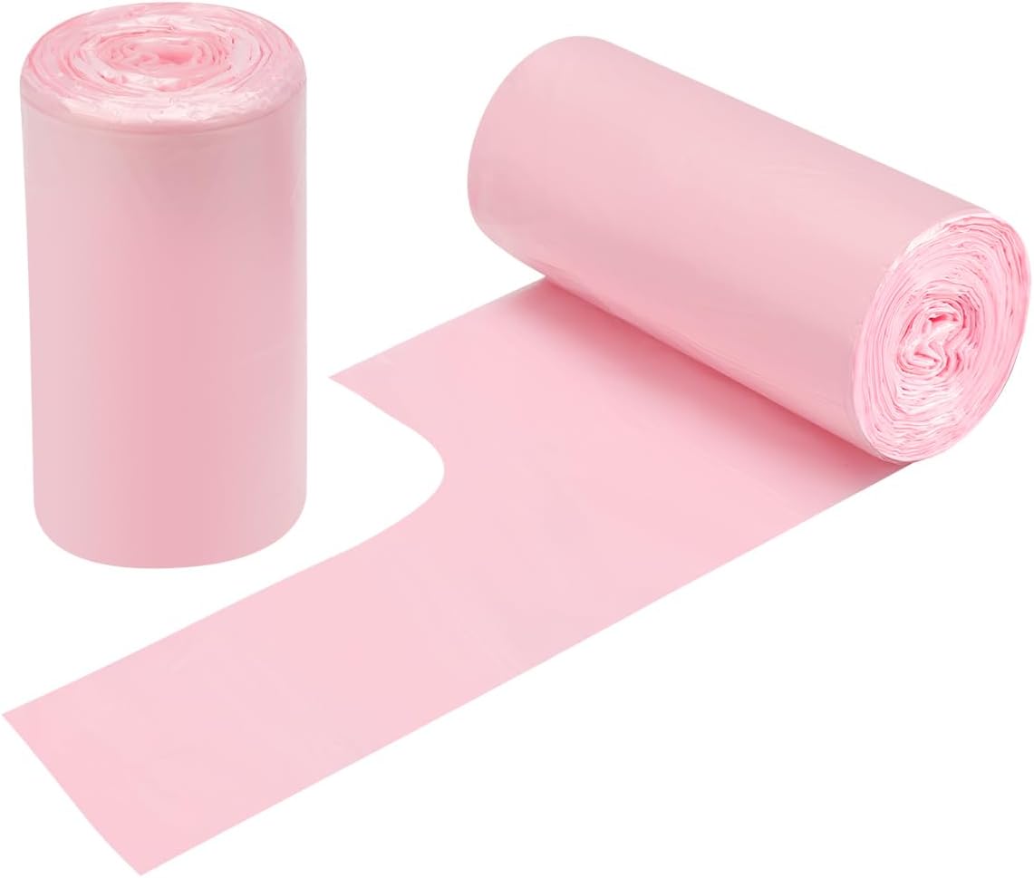 60 Thicken Portable Trash Bags for Small Bins, Strong Pink DZTZ