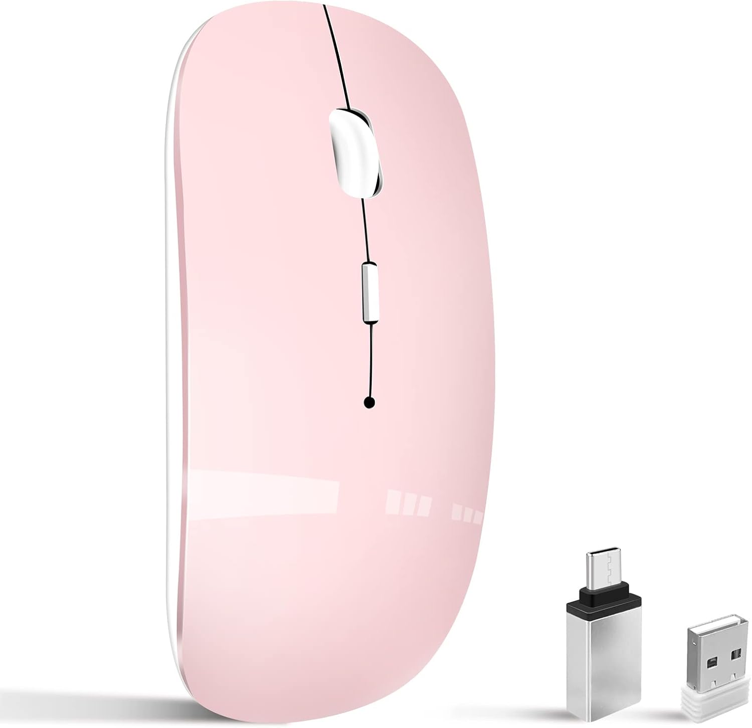 Silent Dual Mode Pink Mouse - Rechargeable & Wireless