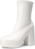 DREAM PAIRS Women's Platform Gogo Ankle Boots - Y2K Chunky Heel