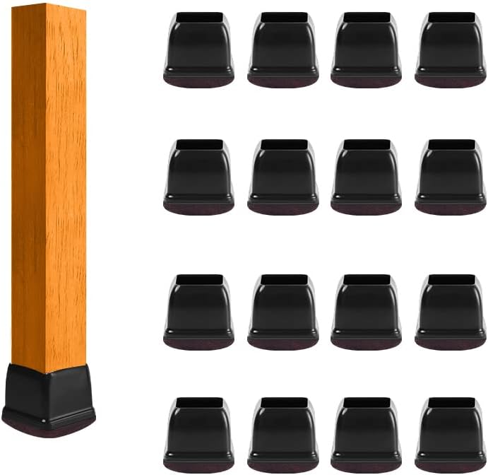 Arthur's Square Black Chair Leg Caps 16pcs - Protect Floors