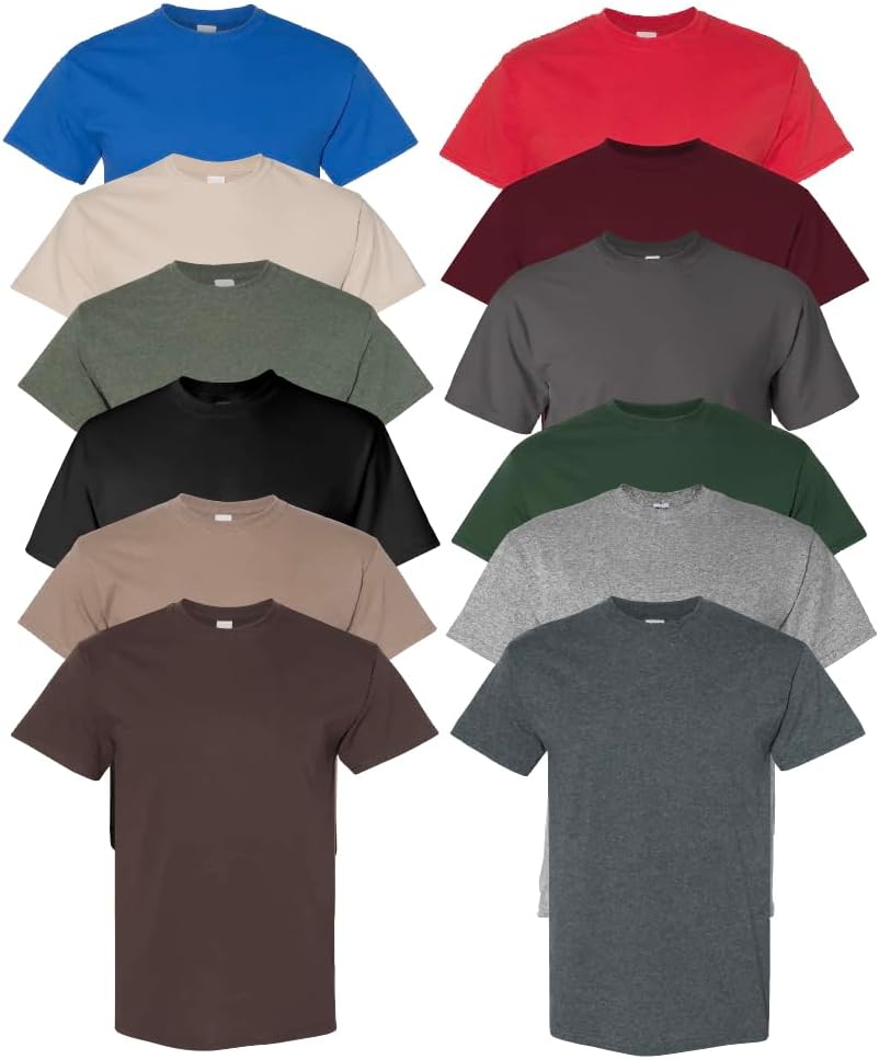 Everyday Tees Men's Heavy Cotton Tee Pack of 12 Assorted Colors