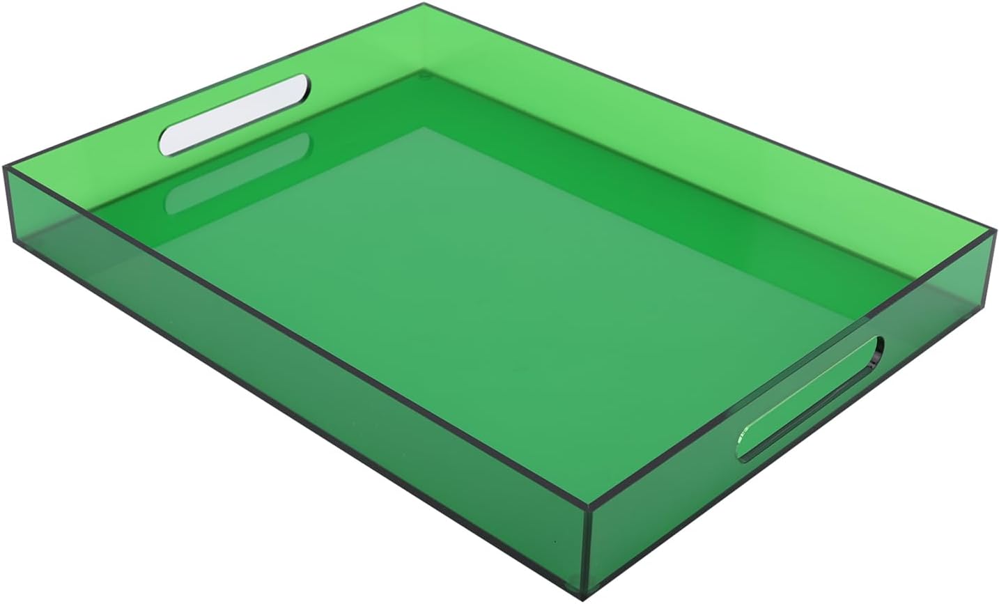 Large Acrylic Tray for Ottoman Coffee Table - Emerald Green