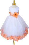 Rose Petal White Tulle Satin Flower Girl Gown - Full (Style 9YFK)