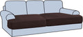 Stretch 2 Piece T Cushion Sofa Slipcovers - Thick Jacquard, Chocolate