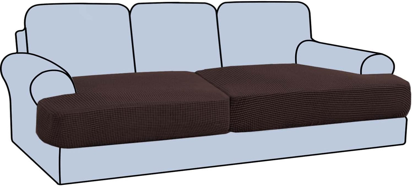 H.VERSAILTEX Stretch 2 Piece T Cushion Sofa Slipcovers in Chocolate