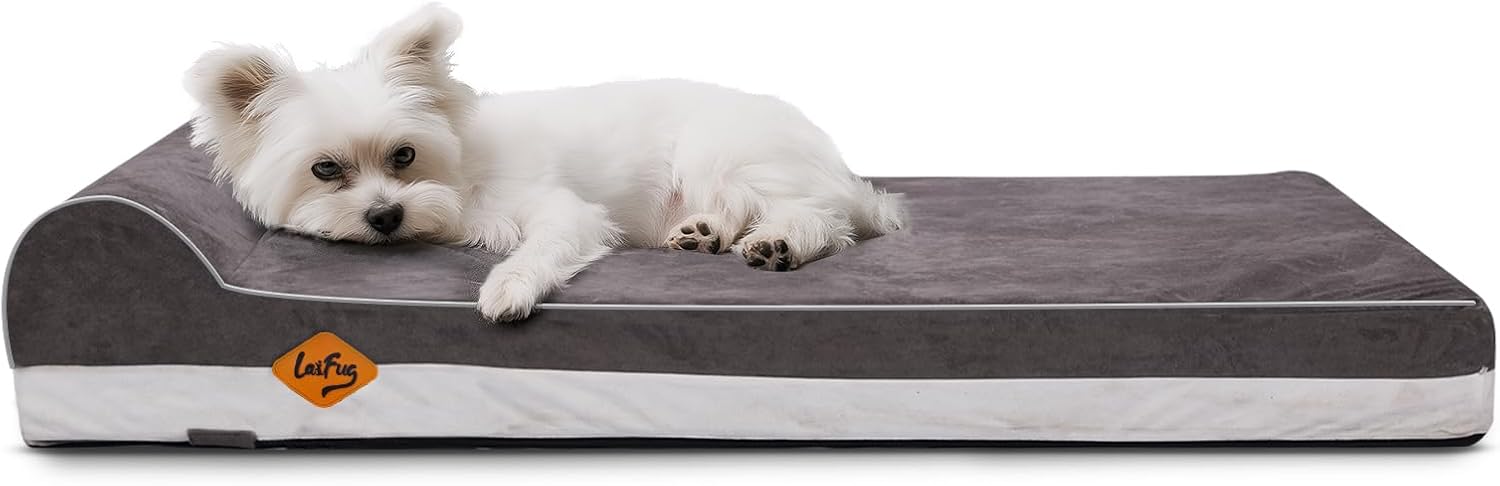 Laifug Orthopedic Memory Foam Dog Bed with Pillow for Comfort
