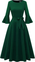 Women's Church Dresses Bell Sleeve Midi Vintage Dress - Elegant Fit