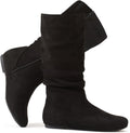 katliu Women's Slouchy Mid Calf Zip Up Flat Boots - Comfortable Shoes