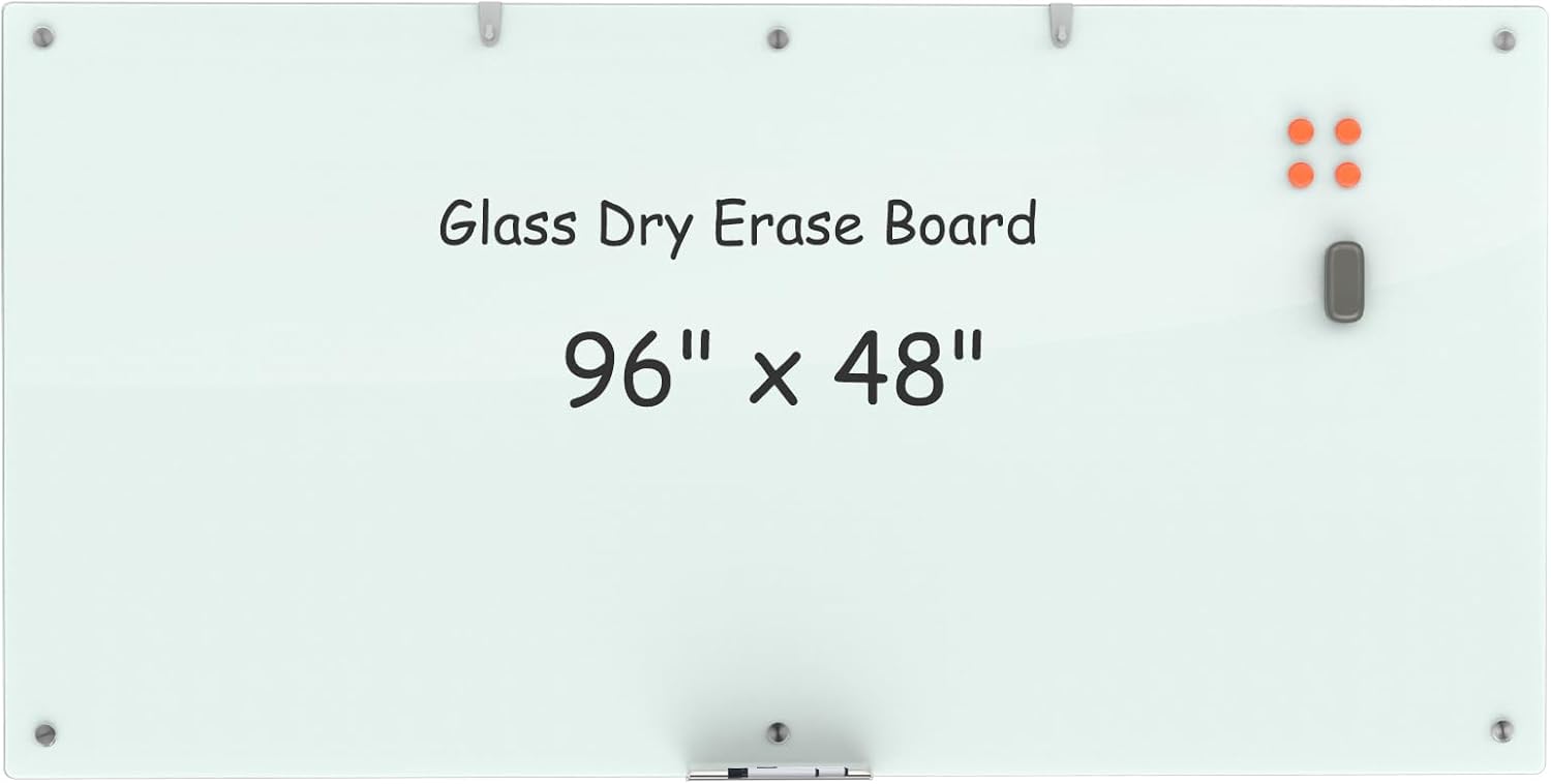 Large Glass Dry Erase Board for Office, Home, and School Use