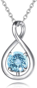 FANCIME Aquamarine Infinity Birthstone Necklace - Dainty Sterling