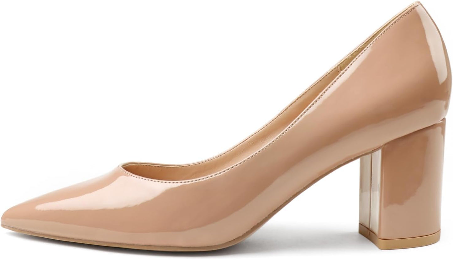 JOY IN LOVE Chunky Heels Comfortable Middle Block Heel Pumps