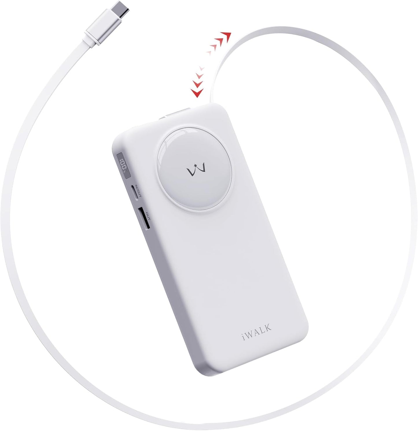 iWALK 10000mAh Slim Portable Charger with Fast Charging Cable